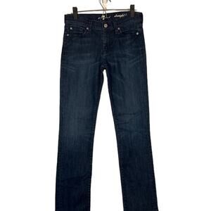 7 For All Mankind Women’s Blue Straight Leg Classic Denim Jeans Cotton Blend 27